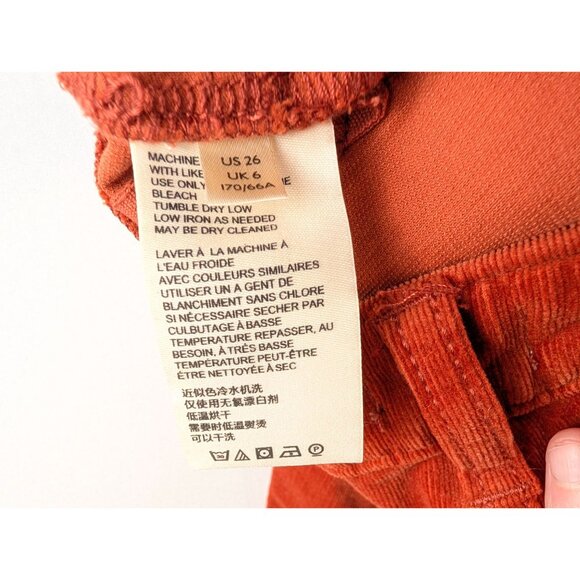 Anthropologie Pilcro Pants Womens 26 Orange High-Rise Skinny Button Fly Corduroy - Picture 11 of 13